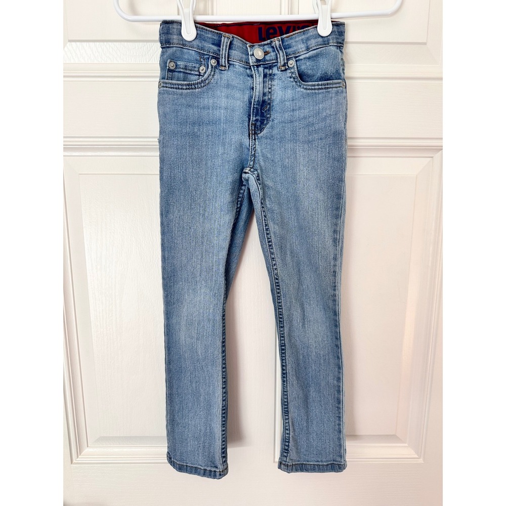 Levis 511 Slim Fit Kids Jeans Light Wash Denim Adjustable Waist Size 7